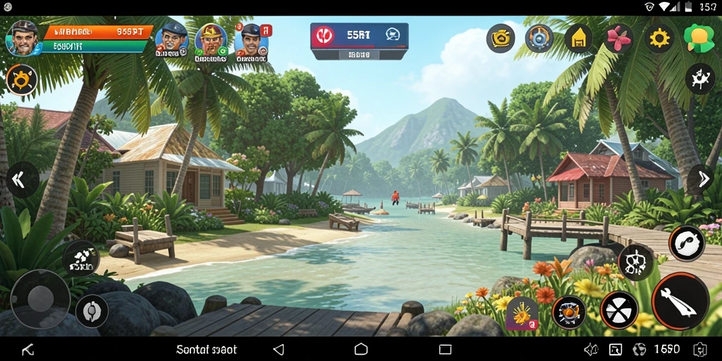 Screenshot utama menampilkan gameplay santai dan interaktif dari 55RT.
