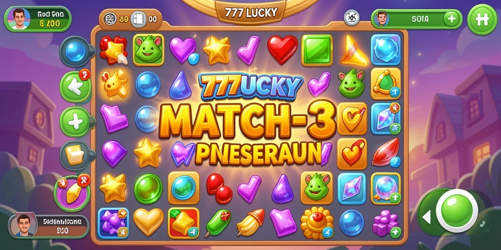 Tampilan gameplay menarik dari 777LUCKY di dalam permainan Match-3.