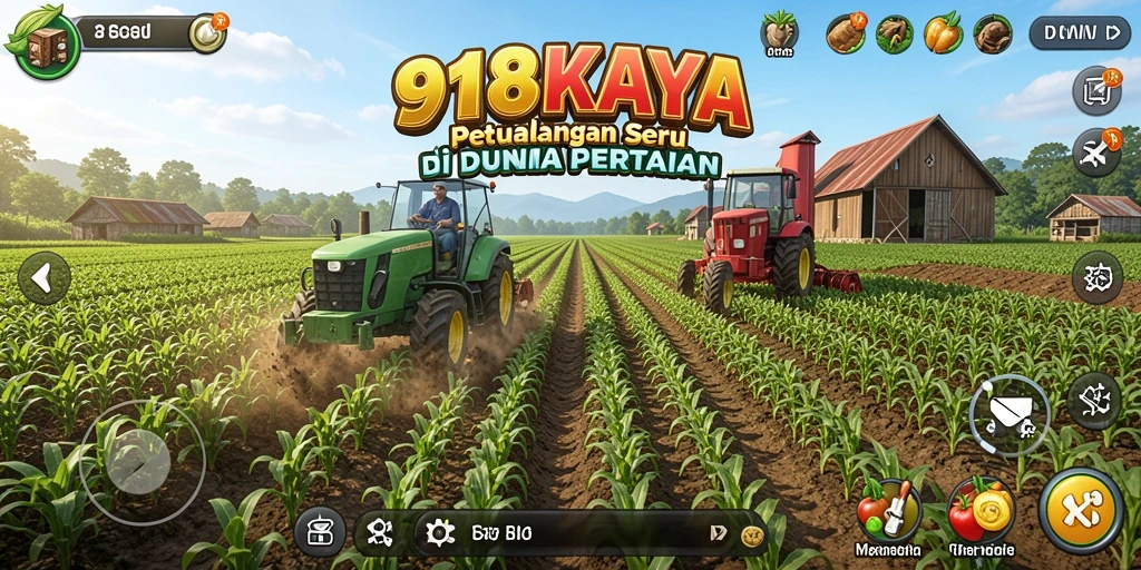 Screenshot gameplay <strong>918KAYA</strong> menunjukkan aktivitas pertanian yang penuh warna.