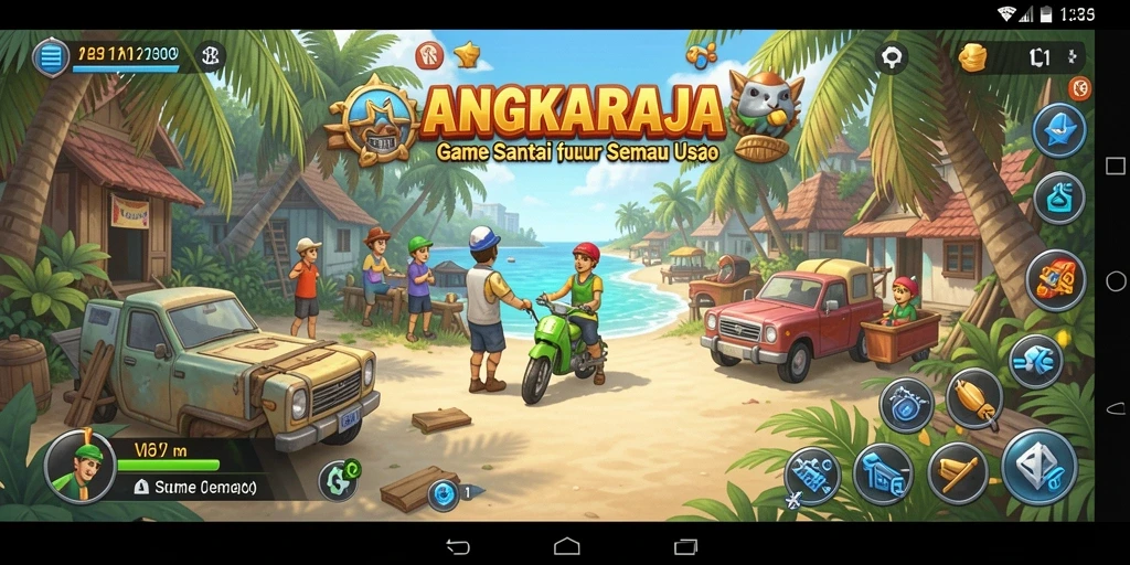 Tangkapan layar gameplay <strong>ANGKARAJA</strong> yang penuh warna dan menyenangkan.