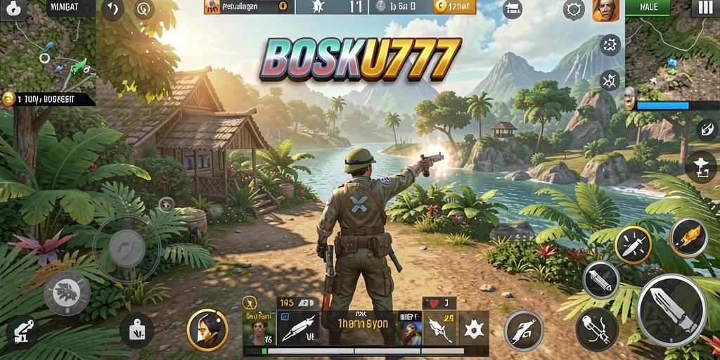 Tampilan gameplay eksotis dari BOSKU777 di dunia terbuka.