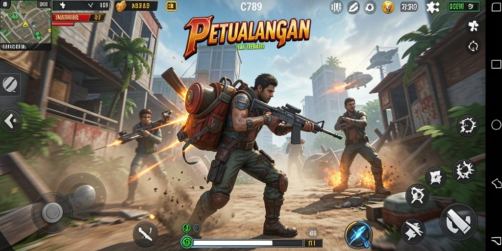 Screenshot menampilkan karakter beraksi dalam gameplay penuh tantangan.