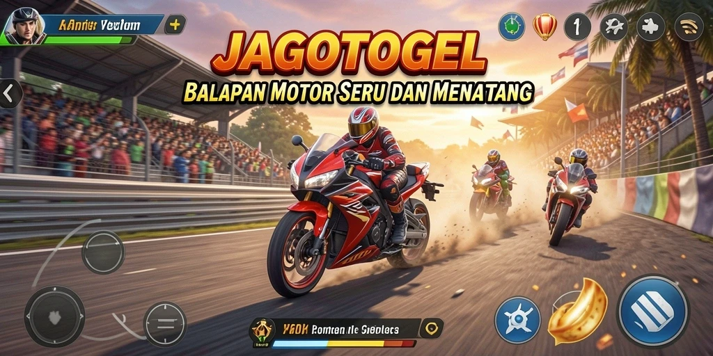 Tangkapan layar utama JAGOTOGEL menampilkan balapan motor yang seru dan mendebarkan.