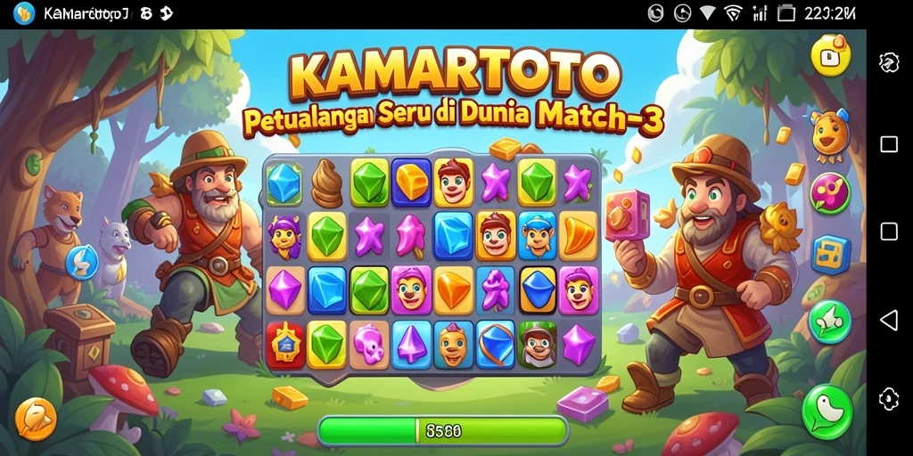 Tampilan gameplay KAMARTOTO dengan berbagai item cerah di layar.