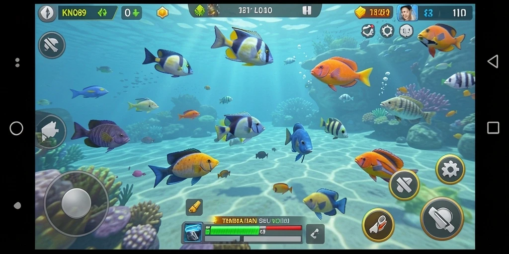Tampilan gameplay seru dari KNO89 dengan aksi tangkap ikan.