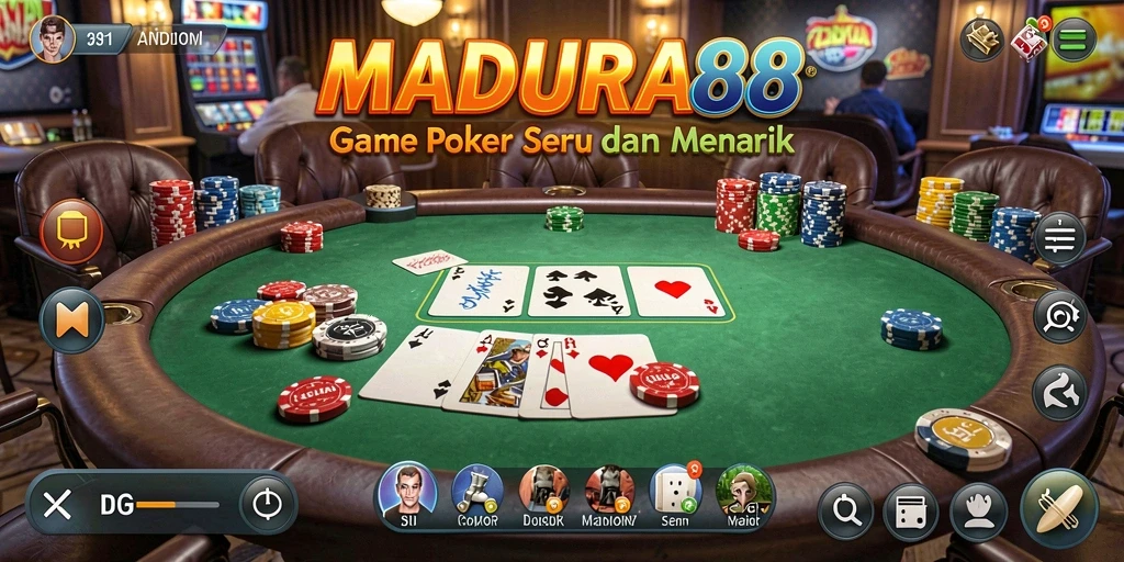 Tampilan gameplay seru poker di dalam MADURA88.
