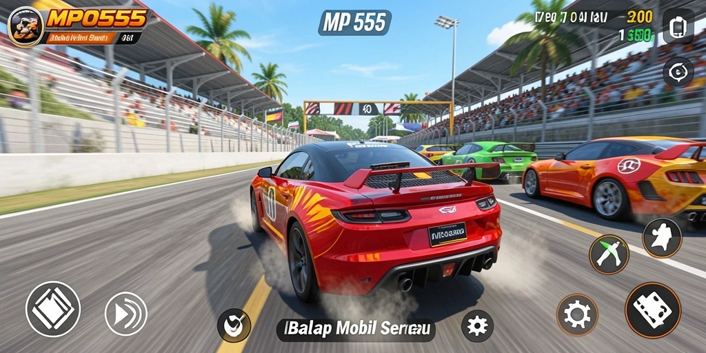 Gameplay seru MPO555 dengan balapan mobil yang mendebarkan.