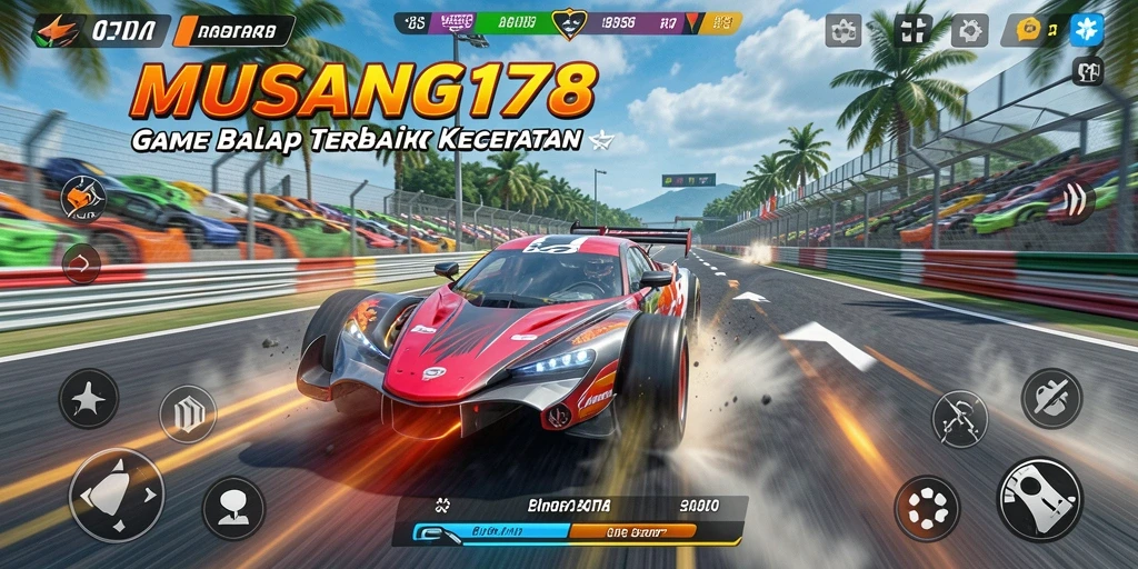 Screenshot gameplay MUSANG178 menampilkan aksi balap yang memukau dan mendebarkan.