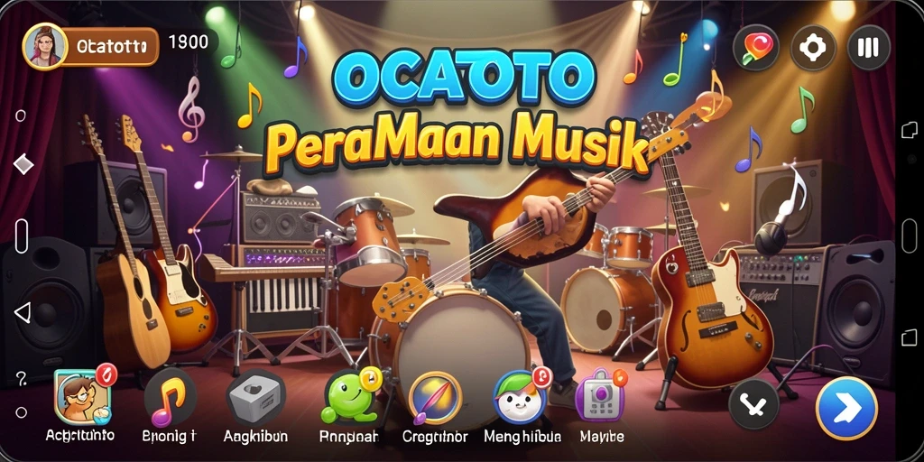 Screenshot OCATOTO menampilkan permainan musik yang seru dan dinamis.
