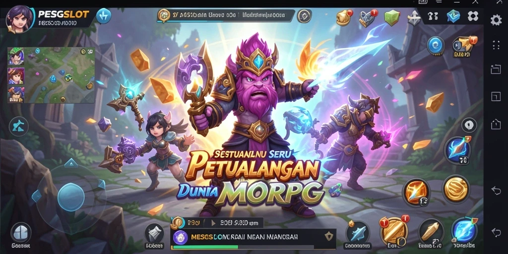 Screenshot utama PESGSLOT menampilkan aksi seru di dunia MMORPG.