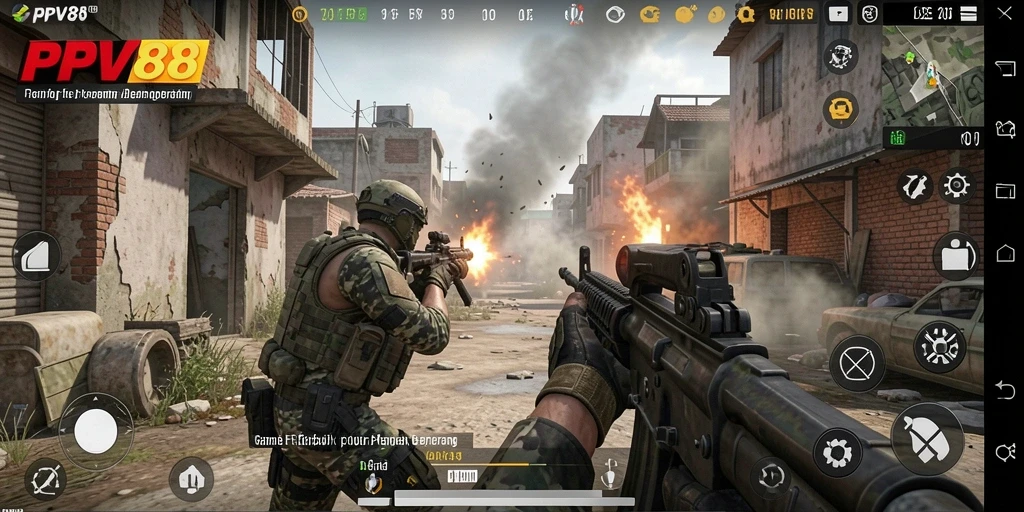 Screenshot gameplay PPV88 yang menunjukkan aksi menarik di medan perang FPS.