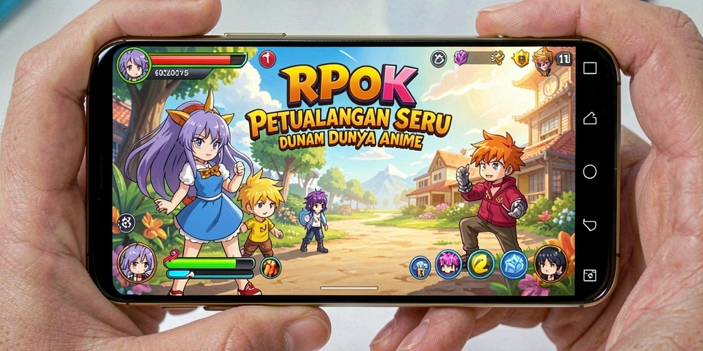 Tampilan gameplay RPOK menampilkan petualangan menarik di dunia anime.
