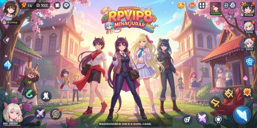 Screenshot menunjukkan gameplay seru RPVIP8 dengan karakter anime yang menakjubkan.