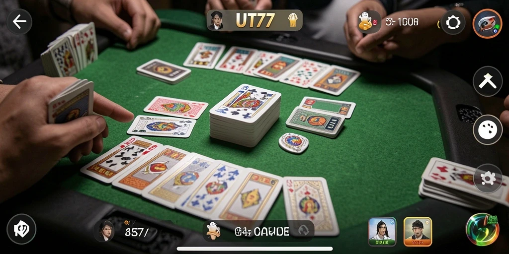 Gameplay seru dan interaktif dalam UT77 saat bermain Gaple.